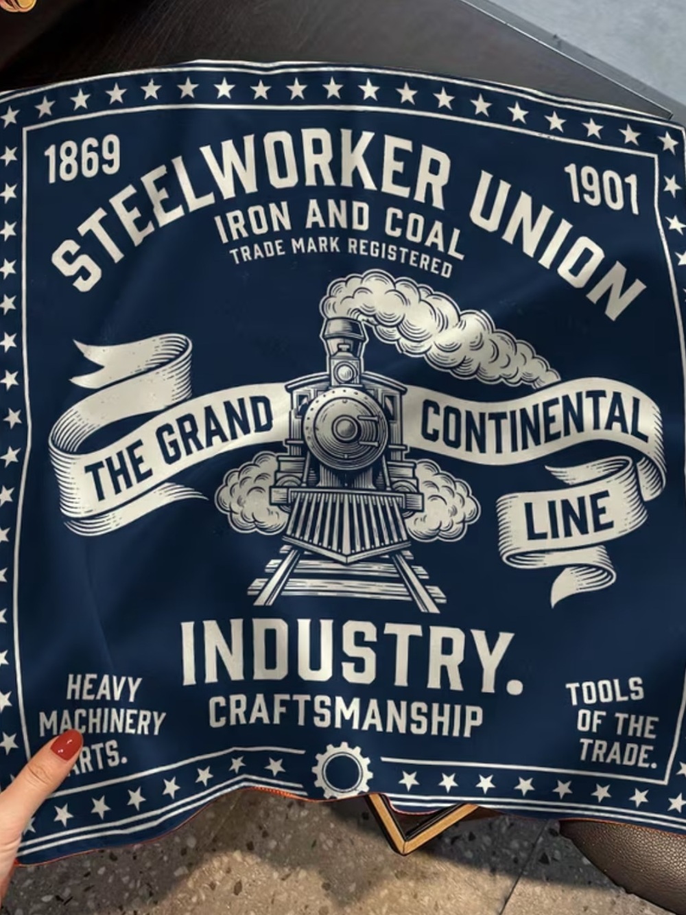 Steelworker Union Navy Graphic Scarf/Bandana/Wrap